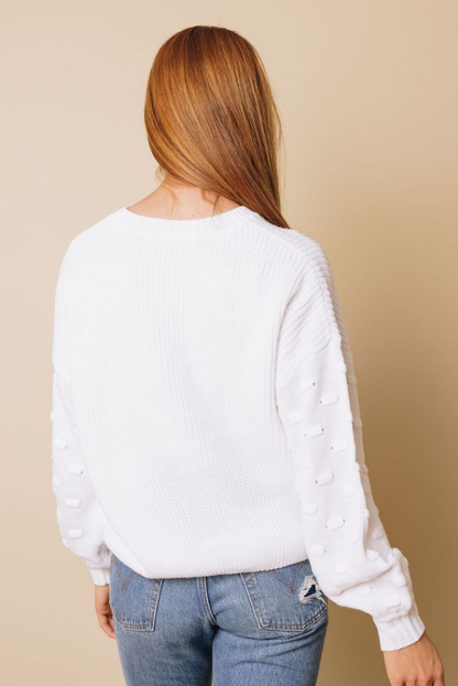 Bubble Sleeve Cropped Knit Sweater