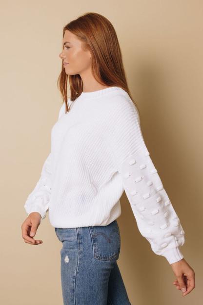 Bubble Sleeve Cropped Knit Sweater