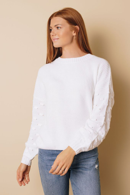 Bubble Sleeve Cropped Knit Sweater