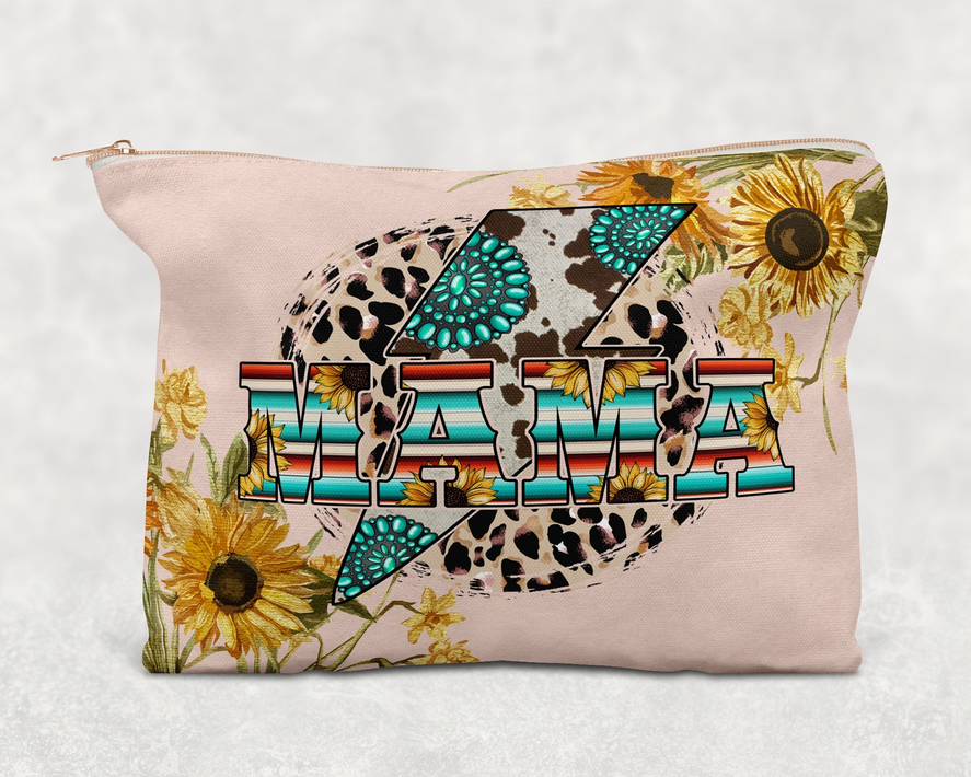 Western Mama  Printed Canvas Zipper Bag