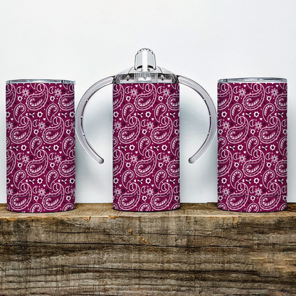 Pink Paisley  Insulated Kids Dual Lid Sippy Cup Tumbler