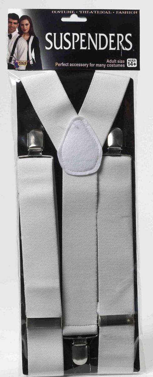 White Adult Costume Suspenders One Size