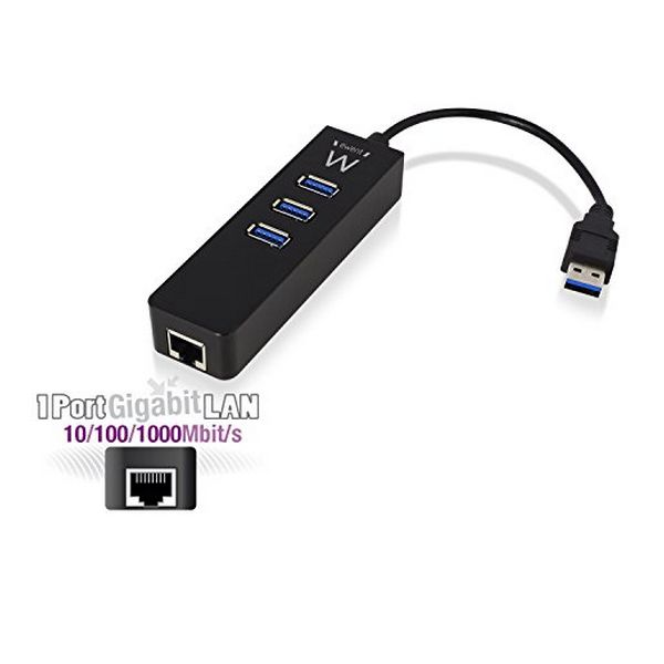 USB Hub Ewent EW1140 3 x USB 3.1 RJ45 Plug and Play