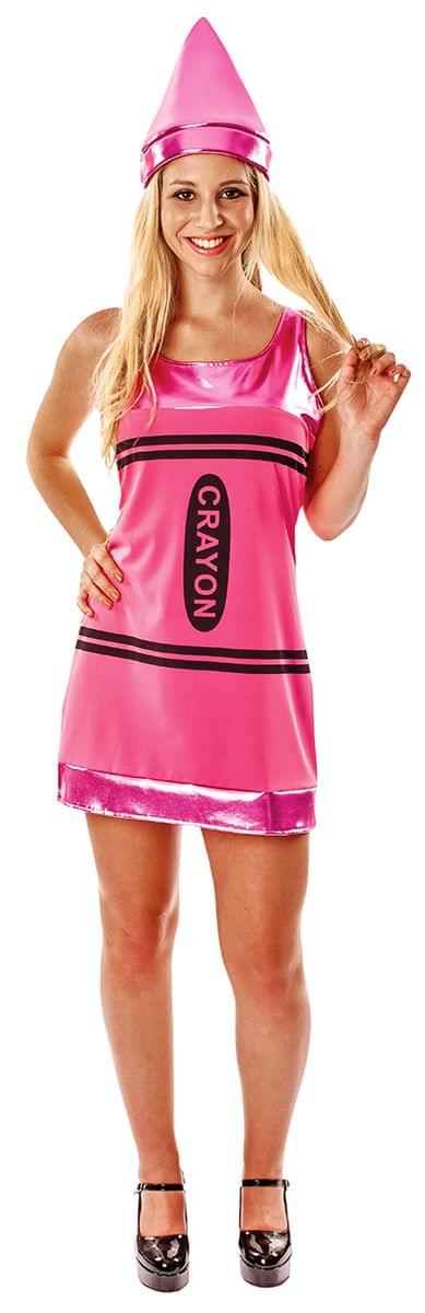 Women's Pink Crayon Costume Dress - Medium