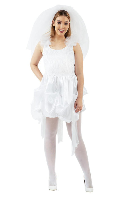 80's Bride White Wedding Dress Adult Costume § Medium