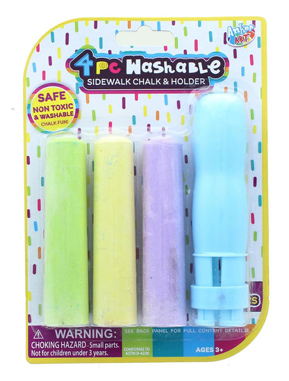 4 Piece Washable Sidewalk Chalk and Holder § Blue