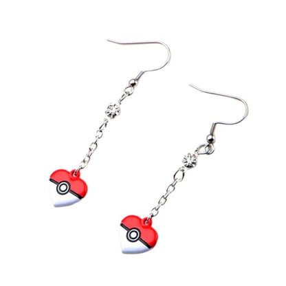 Pokemon Heart Shaped Pokeball Dangle Earrings