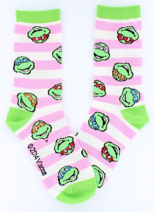 Teenage Mutant Ninja Turtles Pink Striped Crew Socks