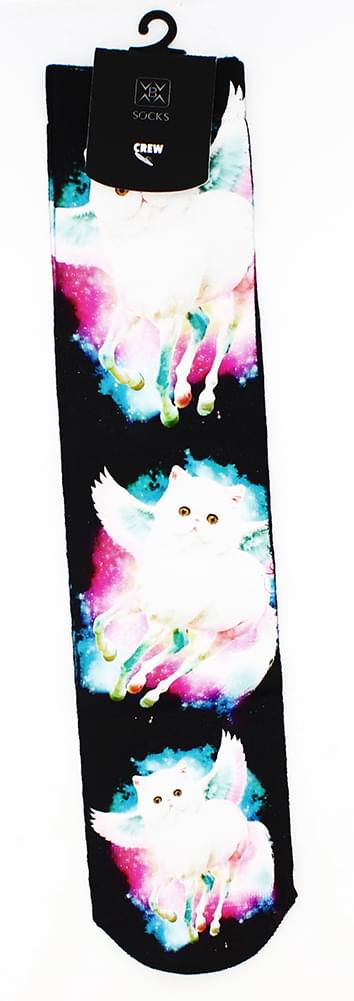 Unicorn Cat Photo Print Crew Socks