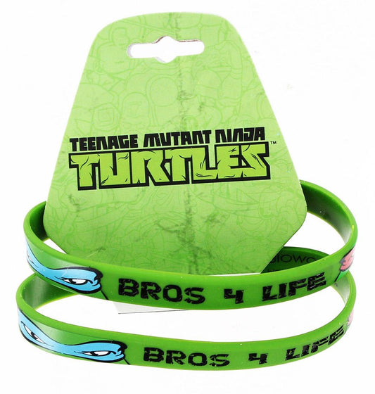 Teenage Mutant Ninja Turtles "Bros 4 Life" Green Rubber Bracelet 2-Pack