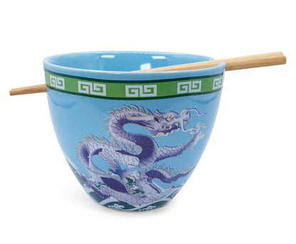 Bowl Bop Blue Dragons Japanese Dinnerware Set § 16-Ounce Ramen Bowl, Chopsticks