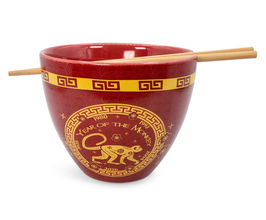 Year Of The Monkey Chinese Zodiac 16-Ounce Ramen Bowl and Chopstick Set