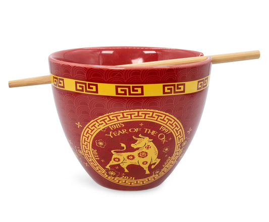 Year Of The Ox Chinese Zodiac 16-Ounce Ramen Bowl and Chopstick Set