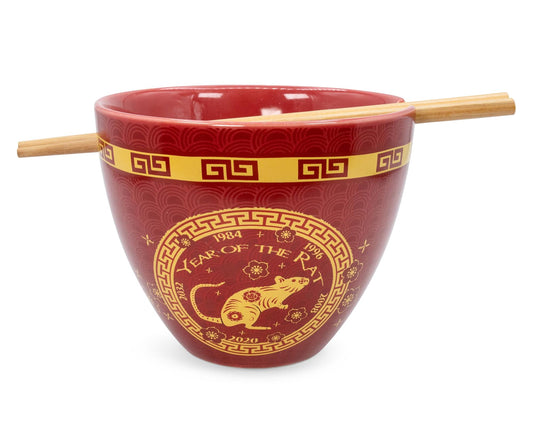 Year Of The Rat Chinese Zodiac 16-Ounce Ramen Bowl and Chopstick Set