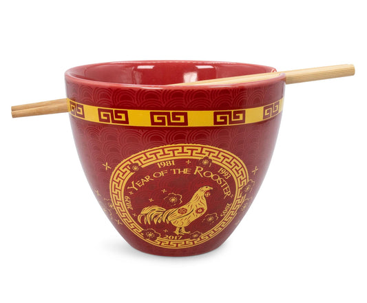 Year Of The Rooster Chinese Zodiac 16-Ounce Ramen Bowl and Chopstick Set