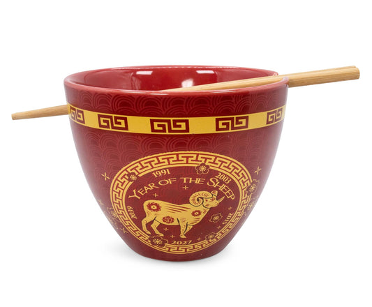 Year Of The Sheep Chinese Zodiac 16-Ounce Ramen Bowl and Chopstick Set