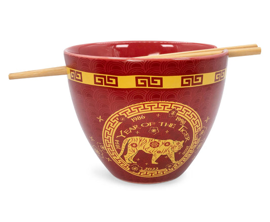 Year Of The Tiger Chinese Zodiac 16-Ounce Ramen Bowl and Chopstick Set