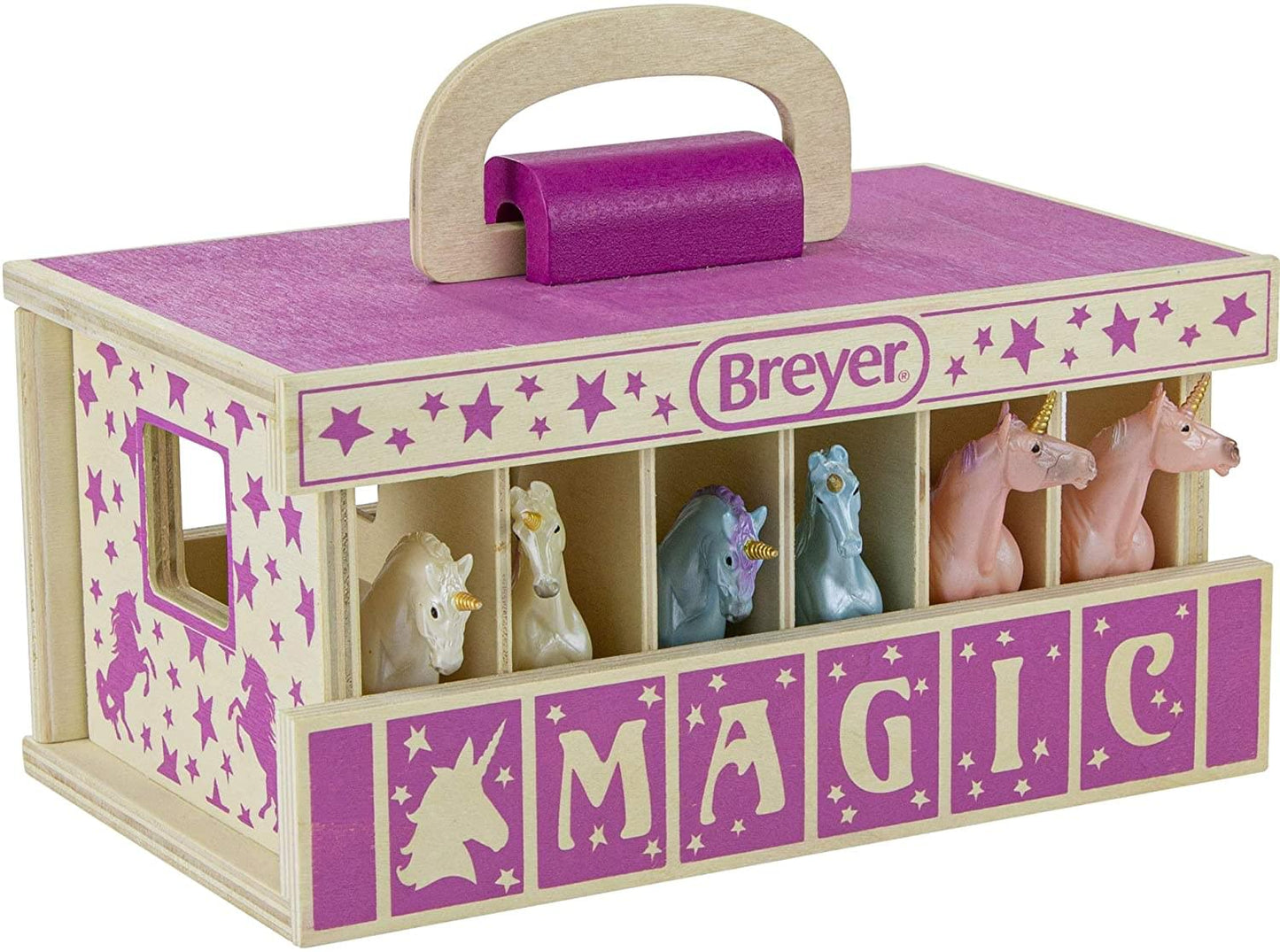 Breyer Unicorn Magic Wooden Carry Stable Playset w/ 6 Unicorns