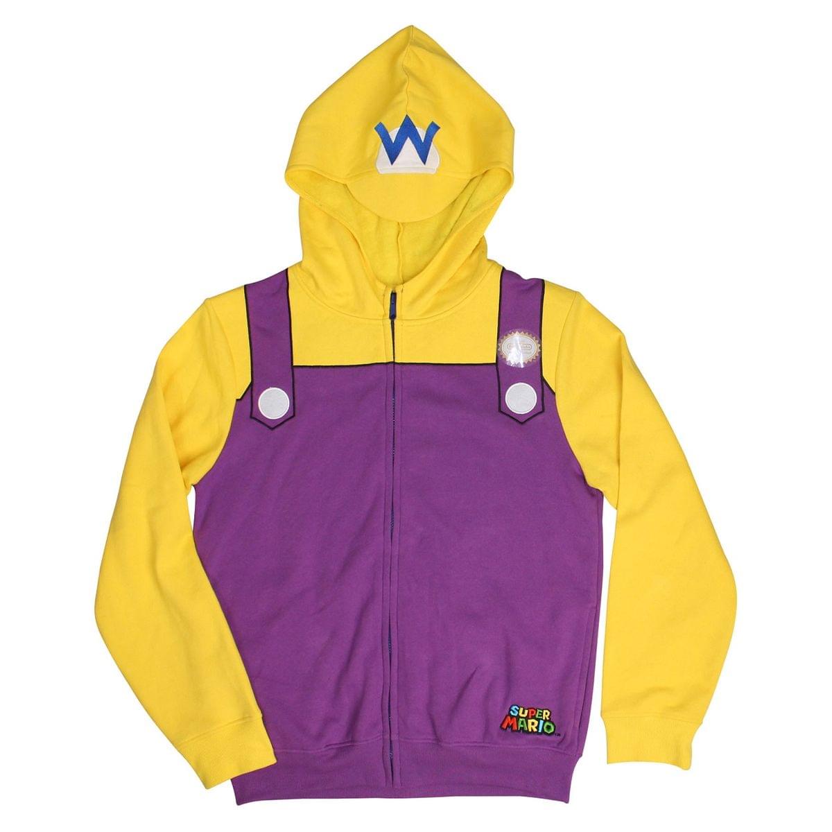 Super Mario Wario Adult Costume Zip Up Hoodie, XS