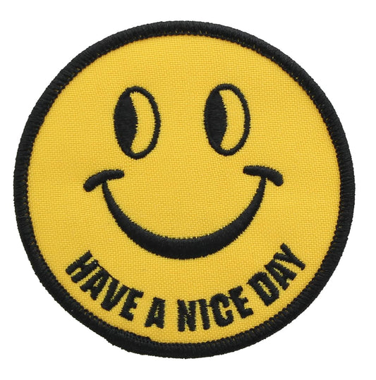 Smiley Face "Have a Nice Day" Iron-On Fabric Patch