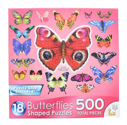 Butterflies III § 18 Mini Shaped Jigsaw Puzzles § 500 Color Coded Pieces