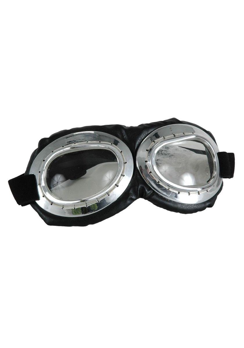 Aviator Goggle Silver & Black Adult Costume Accessory