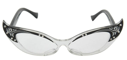 Vintage Cat Eyes Adult Costume Glasses Clear/Black