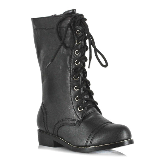 1 Inch Black Costume Combat Boots § Child Large