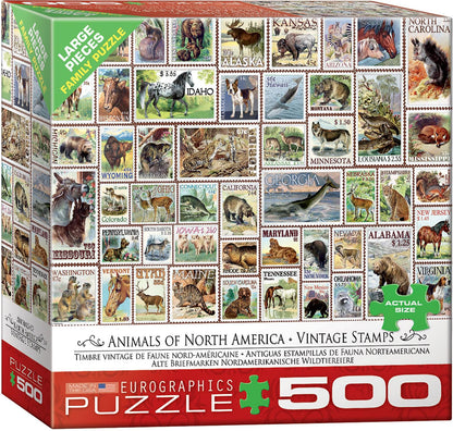 Animals of North America Vintage Stamps 500 Piece Jigsaw Puzzle