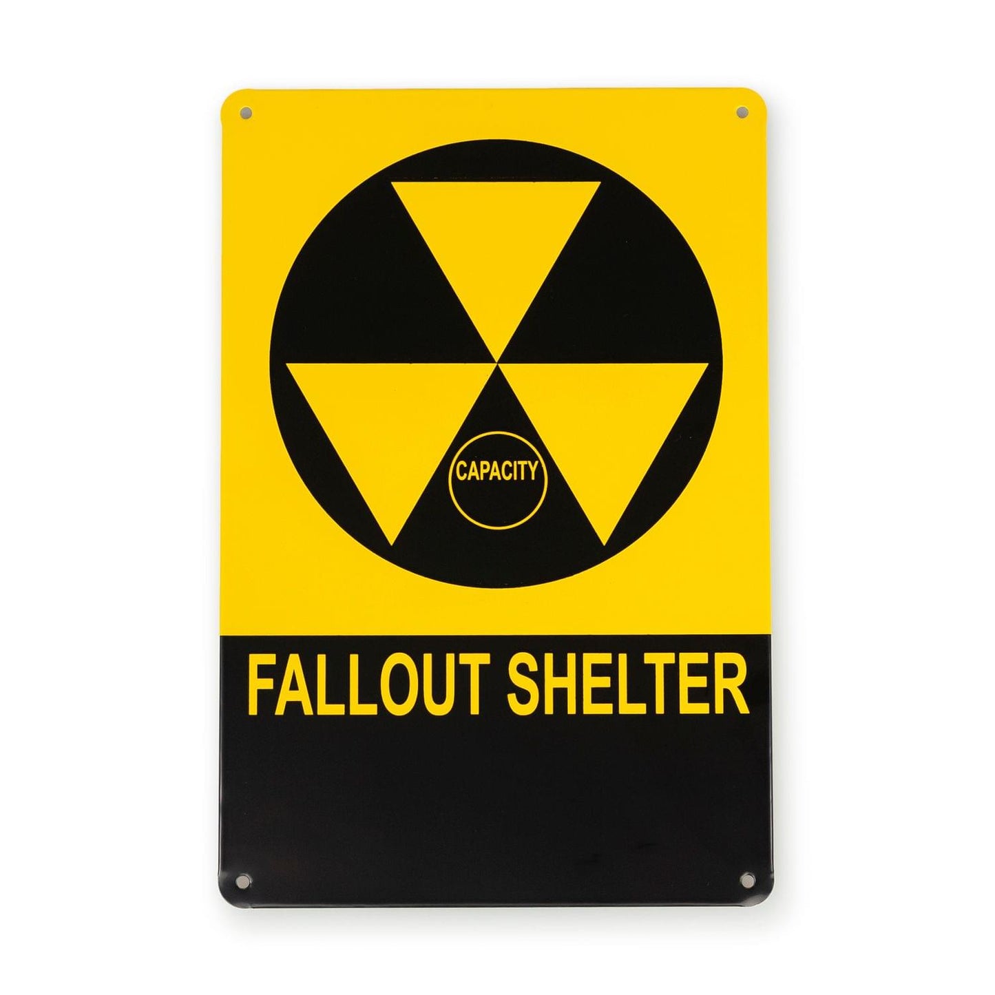 Vintage Fallout Shelter Metal Sign Replica, Nuclear Warning Sign, 6in X 9in