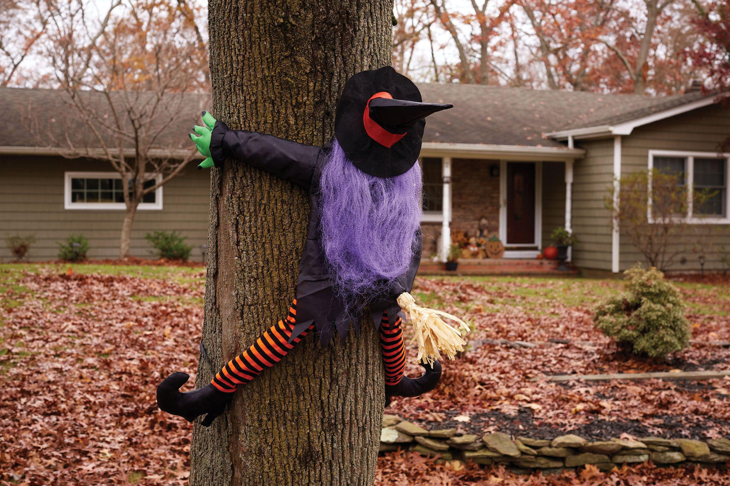 Wrong Way Witch Halloween Décor Tree Hugger