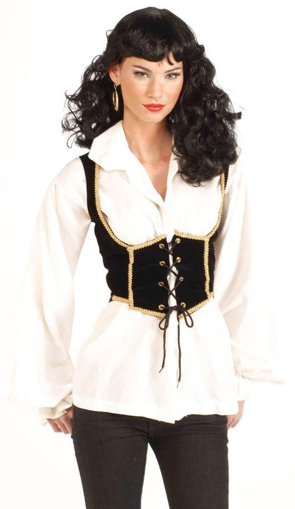 Black And Gold Pirate Wench Corset Costume Vest One Size