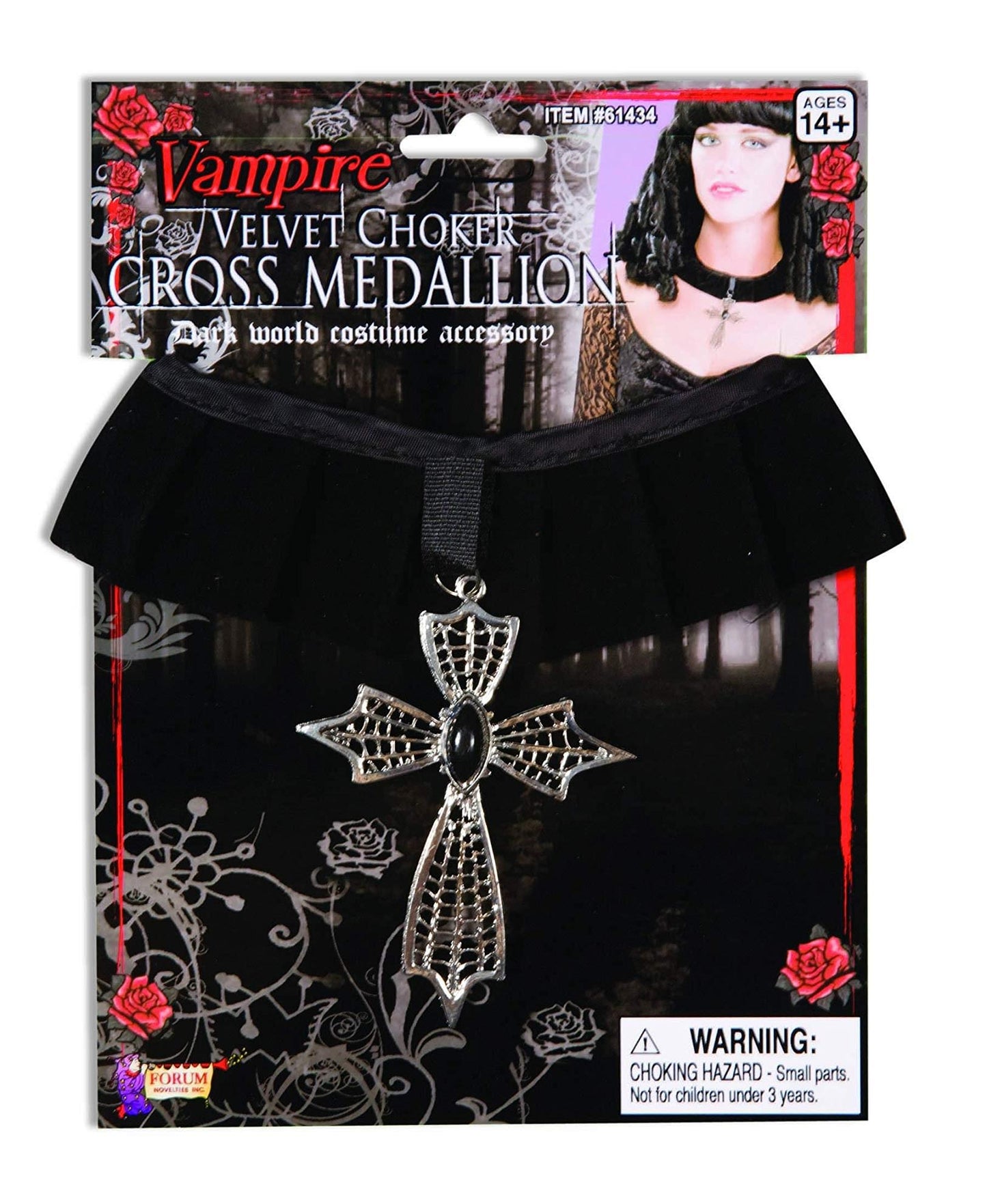 Velvet Choker-Cross Costume Medallion