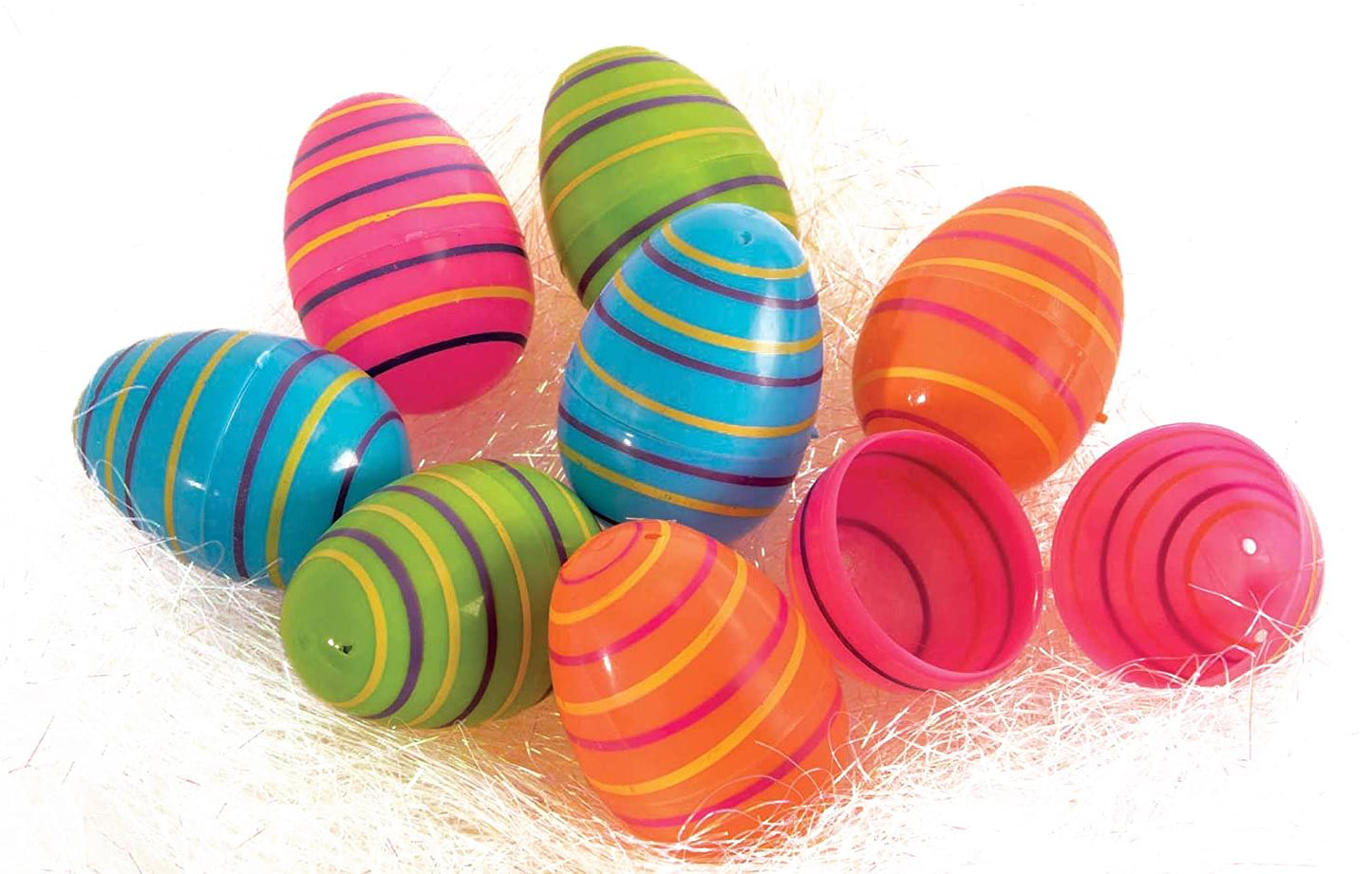 Striped Plastic Easter Eggs § Pack of 8