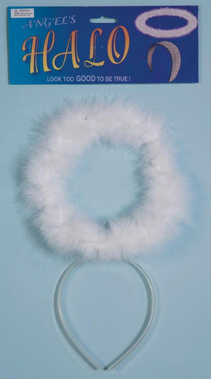 White Marabou Angel Halo Costume Headband