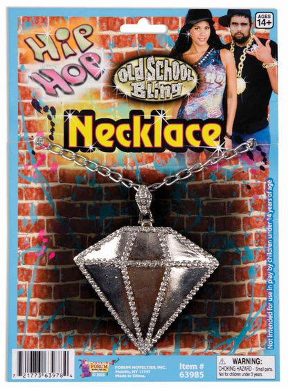 Hip Hop Big Diamond Necklace Costume Jewelry One Size