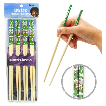 Bob Ross GAMAGO Cast Bamboo Chopsticks § Set of 4