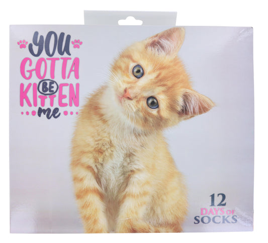 You Gotta Be Kitten Me Womens 12 Days of Socks in Advent Gift Box