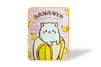 Bananya The Banana Cat Large Anime Fleece Throw Blanket § 60 x 45 Inches