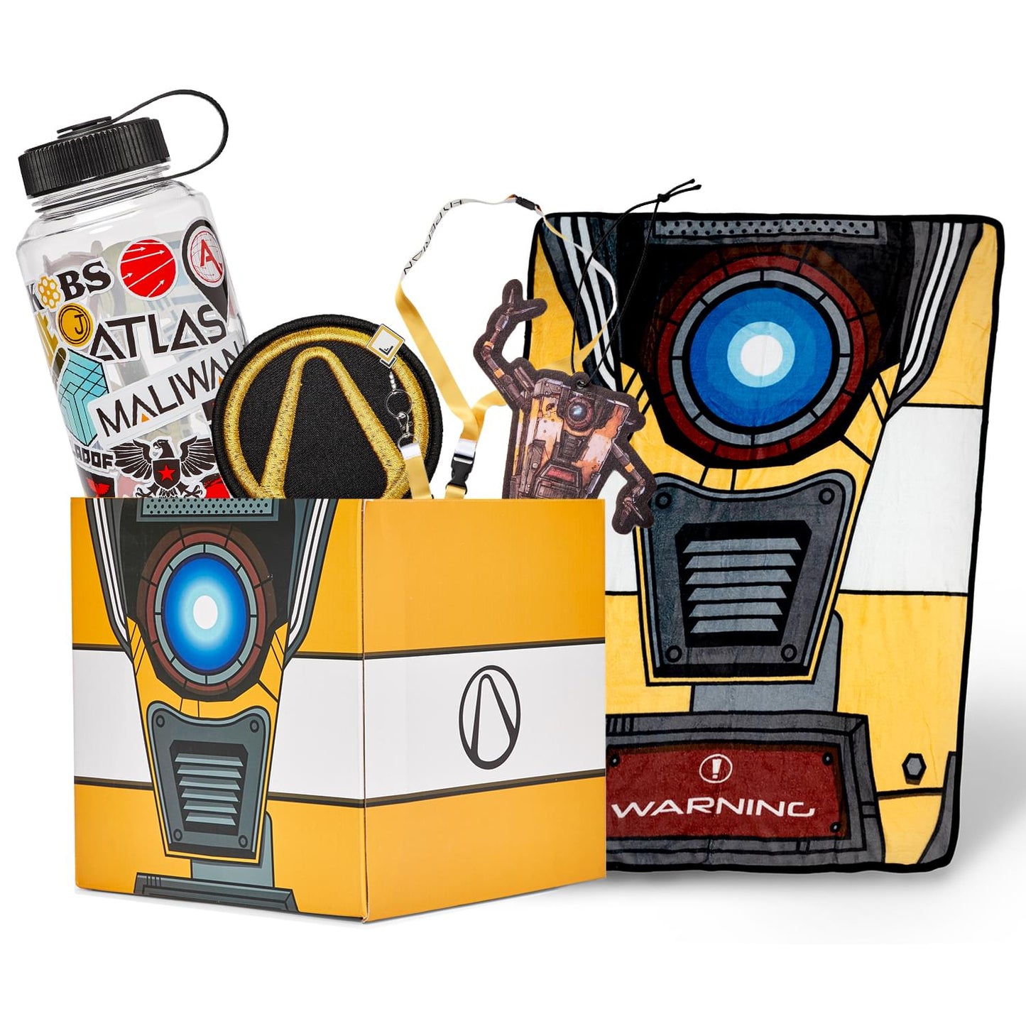 Borderlands LookSee Mystery Gift Box #1 § Claptrap Blanket § Lanyard § Water Bottle § More