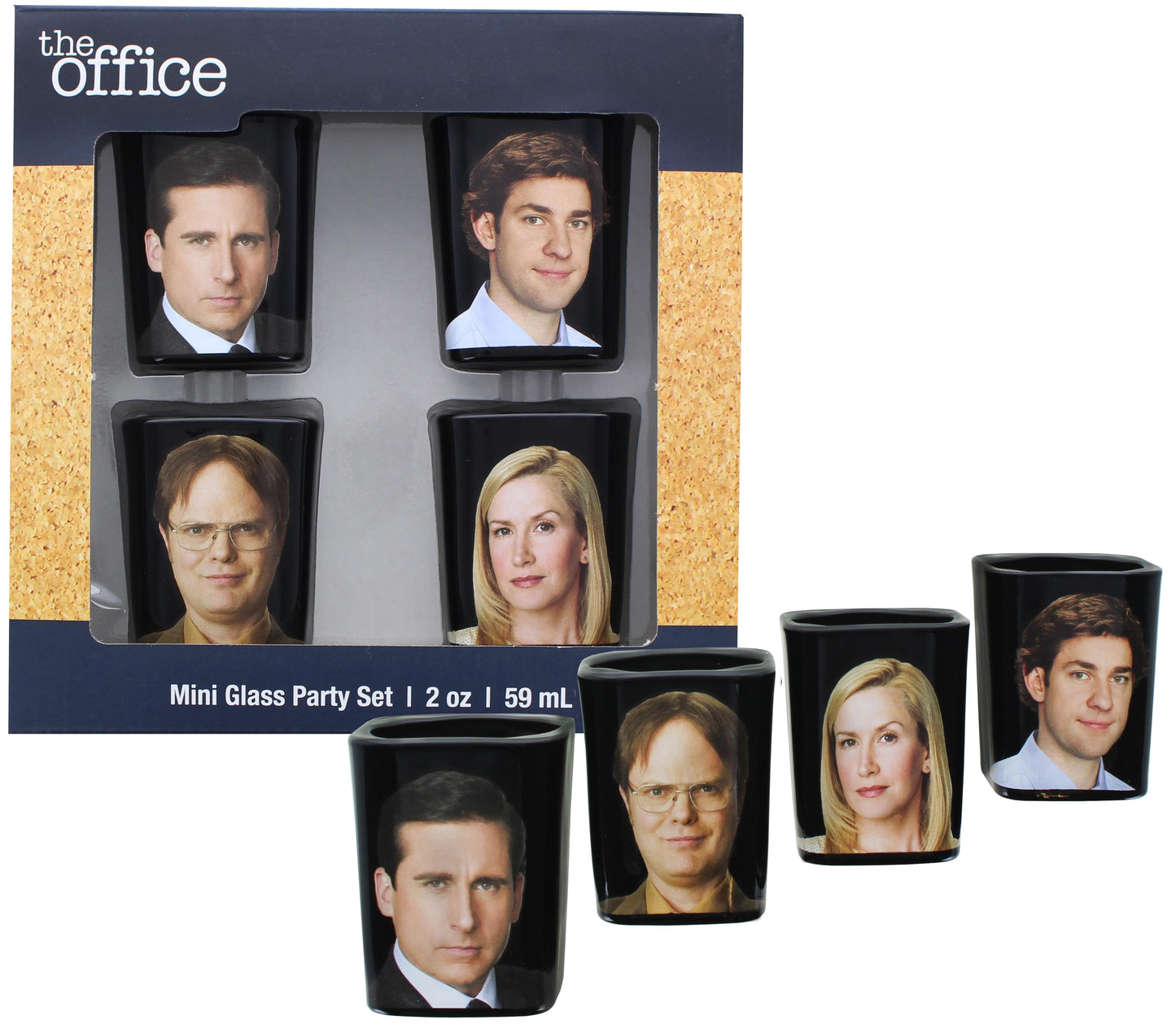 The Office Character Shot Glass Drinking Game § 2 Ounce Glasses § Set of 4