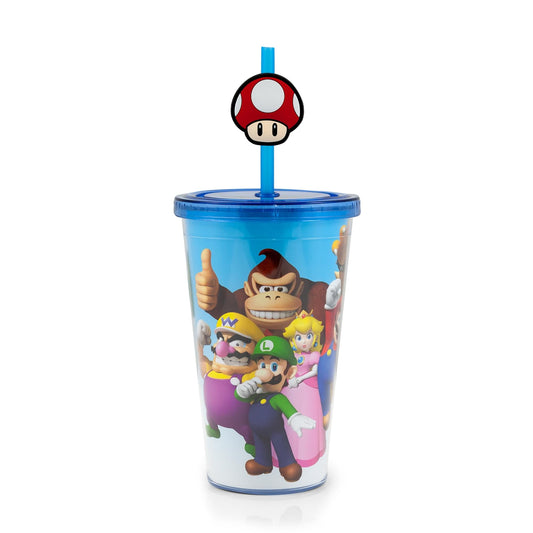 Super Mario Bros. 16oz Travel Cup with Straw Holder