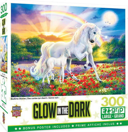 Bedtime Stories Unicorns 300 Piece Large EZ Grip Glow In The Dark Jigsaw Puzzle