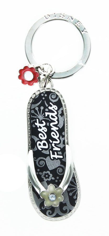 Best Friend Black Flip Flop Pewter Key Ring