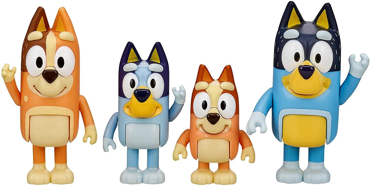 Bluey & Family Action Figure 4-Pack § Bluey § Bingo Chilli § Bandit