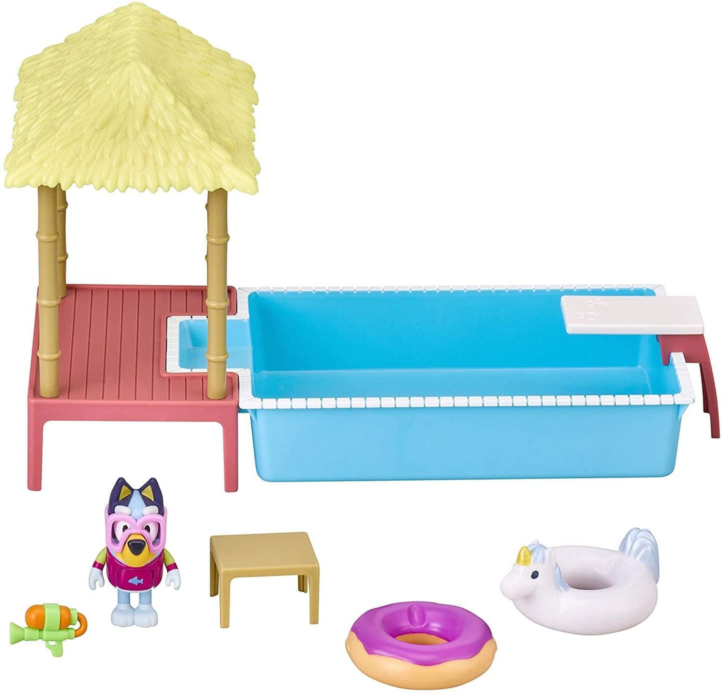 Bluey Pool Playset And Figure 2.5-3 Inch Articulated Figure And Accessories