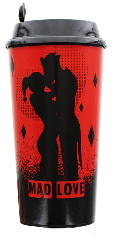 DC Comics "Mad Love" Harley Quinn and The Joker Travel Cup § Red