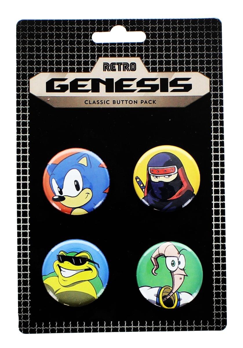 Sega Genesis Classic Game Characters Button 4 Pack