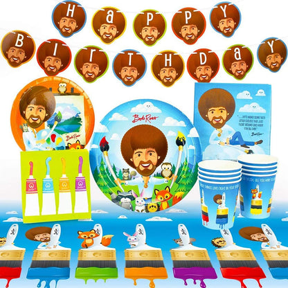 Bob Ross Friends Birthday Party Supplies Pack § 66 Pieces § Serves 8 Guests