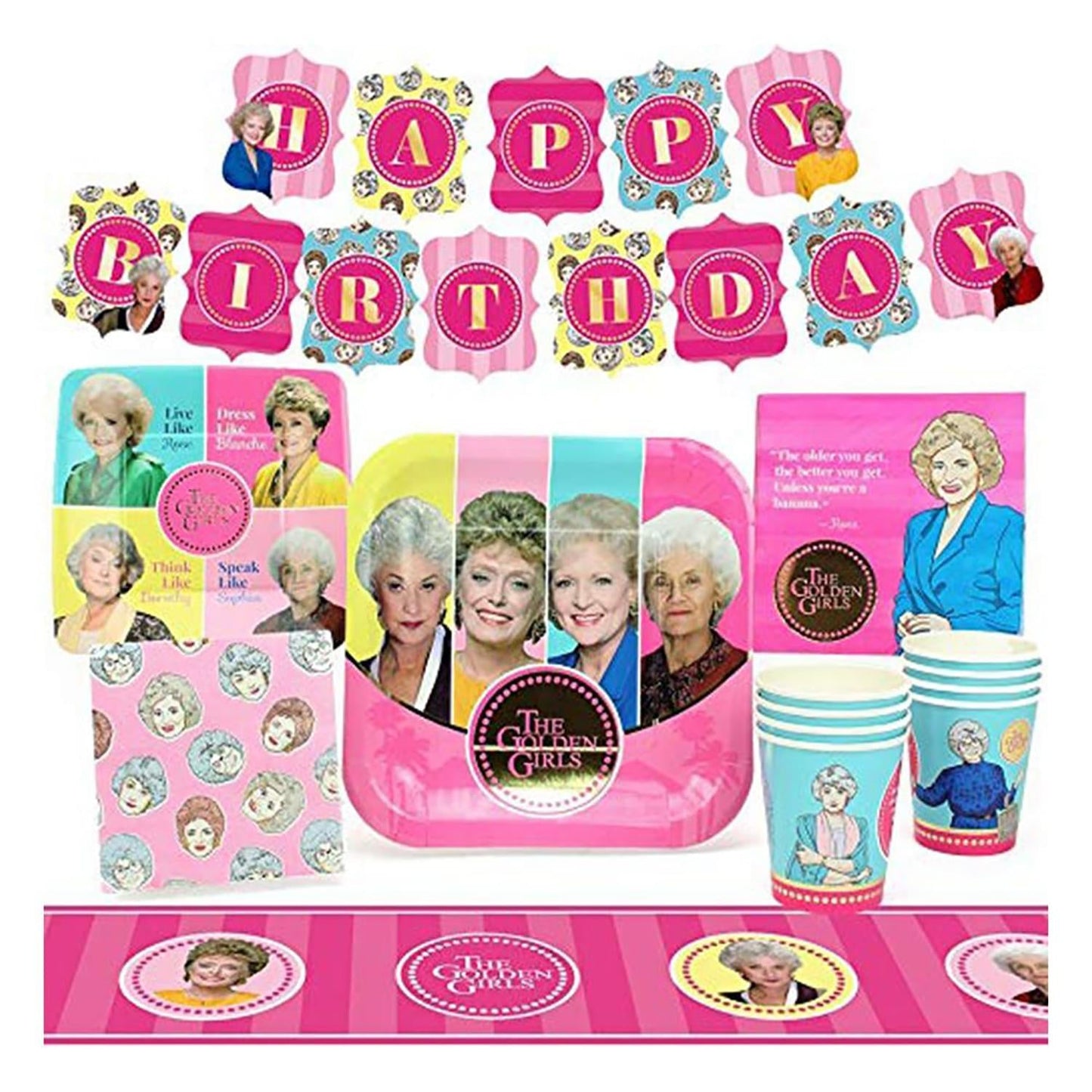 The Golden Girls Birthday Party Supplies Pack § 58 Pieces § Serves 8 Guests